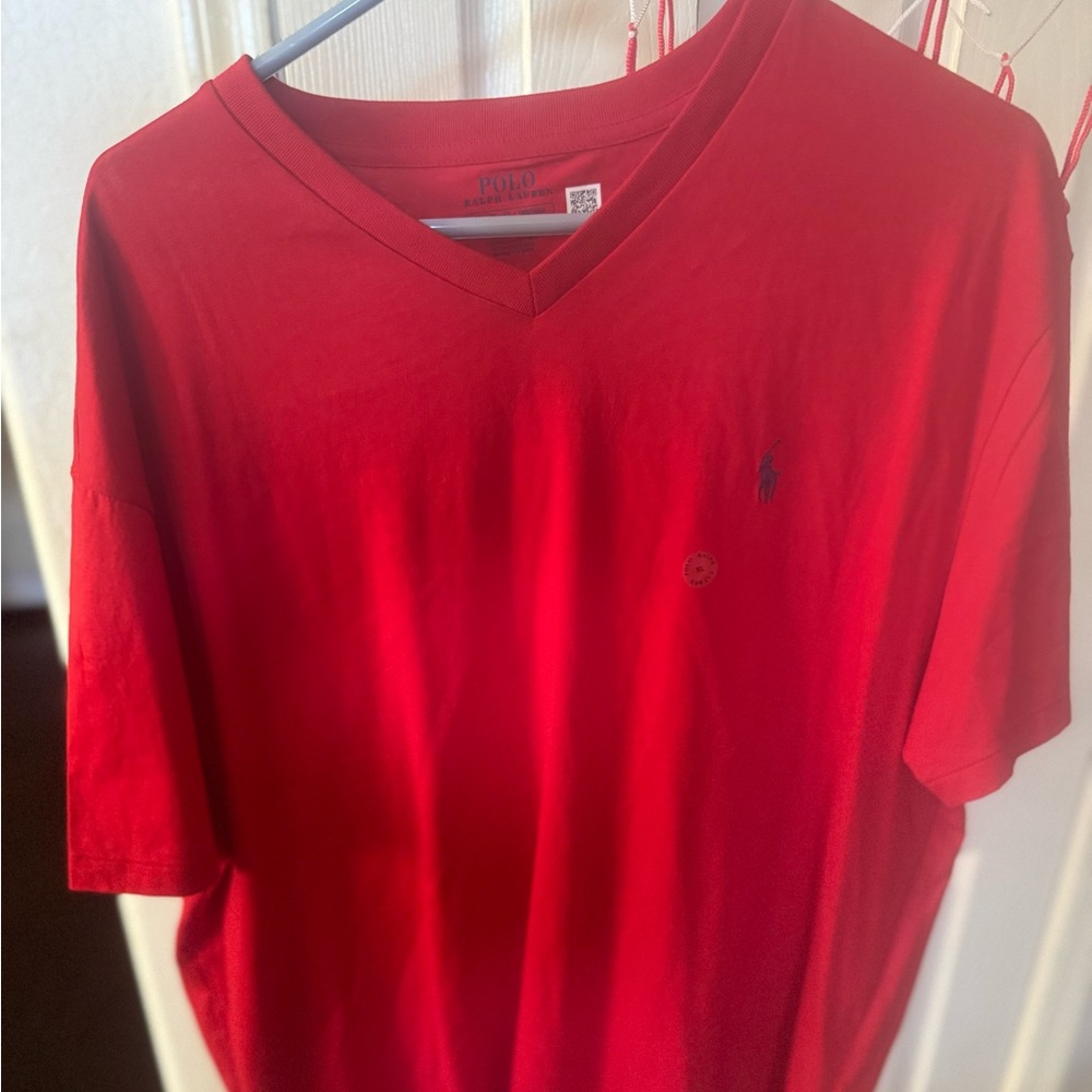 Polo by Ralph Lauren Red V-Neck Men's Polo Tee